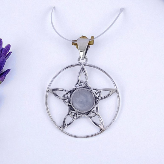 Wholesale 925 Sterling Silver Gemstone Pendant 5-Point Star Pentagram Charm Pendant Natural Gemstone Jewelry (MYS P35)