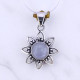 Wholesale 925 Sterling Silver Gemstone Pendant | Vintage Oxidized Openwork Floral Natural Amethyst & Rainbow Moonstone Charm (MYS P7)