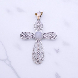 Wholesale 925 Sterling Silver Gemstone Pendant | Vintage Openwork Filigree Lace Scrollwork Cross Natural Gemstone Charm Pendant (MYS P8) Wholesale 925 Sterling Silver Gemstone Pendant | Vintage Openwork Filigree Lace Scrollwork Cross Natural Gemstone Charm Pendant (MYS P8)