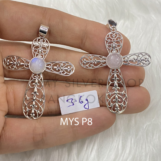 Wholesale 925 Sterling Silver Gemstone Pendant | Vintage Openwork Filigree Lace Scrollwork Cross Natural Gemstone Charm Pendant (MYS P8) Wholesale 925 Sterling Silver Gemstone Pendant | Vintage Openwork Filigree Lace Scrollwork Cross Natural Gemstone Charm Pendant (MYS P8)