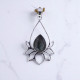 925 Sterling Silver Gemstone Pendant | Openwork Teardrop Lotus Flower Petal Pear-Cut Natural Labradorite & Rainbow Moonstone Charm (MYS P9)