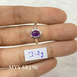 Wholesale Amethyst 925 Silver Minimalist Oval Solitaire Ring | MYS SR196