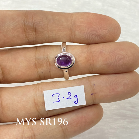 Wholesale Amethyst 925 Silver Minimalist Oval Solitaire Ring | MYS SR196 Wholesale Amethyst 925 Silver Minimalist Oval Solitaire Ring | MYS SR196