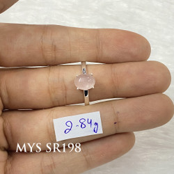 Wholesale Rose Quartz 925 Silver Minimalist Oval Solitaire Ring | MYS SR198