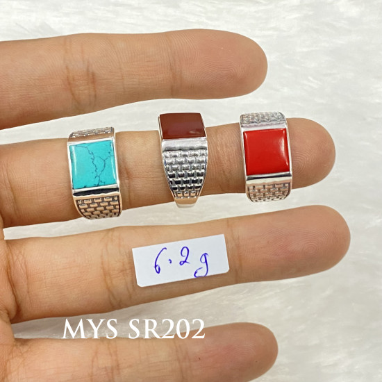 Wholesale Multi-Gemstone 925 Silver Textured Brick Signet Rings | MYS SR202 Wholesale Multi-Gemstone 925 Silver Textured Brick Signet Rings | MYS SR202