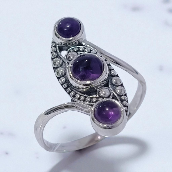 Wholesale Multi-Gemstone 3-Stone 925 Silver Balinese Bypass Rings | MYS SR203 Wholesale Multi-Gemstone 3-Stone 925 Silver Balinese Bypass Rings | MYS SR203