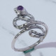 Wholesale Multi-Gemstone 925 Silver Textured Snake Bypass Rings | MYS SR205 Wholesale Multi-Gemstone 925 Silver Textured Snake Bypass Rings | MYS SR205