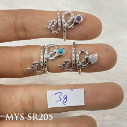 Wholesale Multi-Gemstone 925 Silver Textured Snake Bypass Rings | MYS SR205