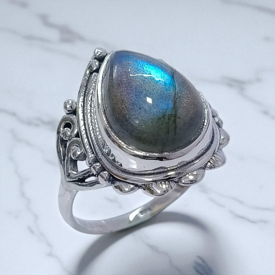 Wholesale Multi-Gemstone 925 Silver Teardrop Balinese Shield Rings | MYS SR206 Wholesale Multi-Gemstone 925 Silver Teardrop Balinese Shield Rings | MYS SR206
