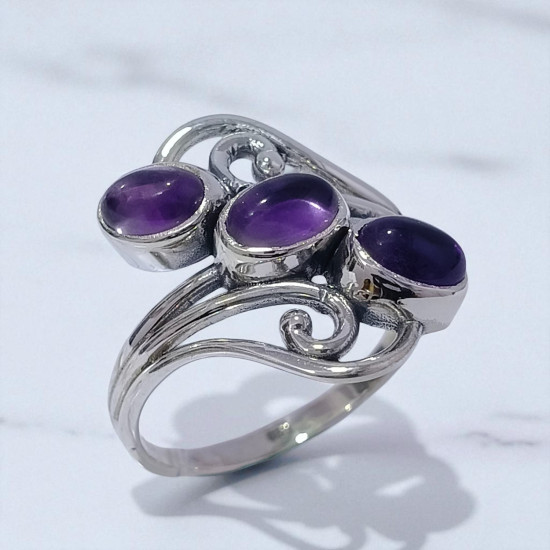 Wholesale Multi-Gemstone 3-Stone 925 Silver Wave Filigree Rings | MYS SR207 Wholesale Multi-Gemstone 3-Stone 925 Silver Wave Filigree Rings | MYS SR207
