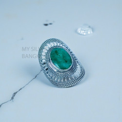 Wholesale 925 Sterling Silver Oval Green Emerald Cocktail Ring | MYS SR276 | 6.2g Wholesale 925 Sterling Silver Oval Green Emerald Cocktail Ring | MYS SR276 | 6.2g