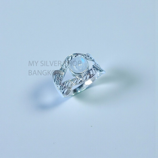 Wholesale 925 Sterling Silver Rainbow Moonstone Filigree Ring | MYS SR277 | 3.2g Wholesale 925 Sterling Silver Rainbow Moonstone Filigree Ring | MYS SR277 | 3.2g
