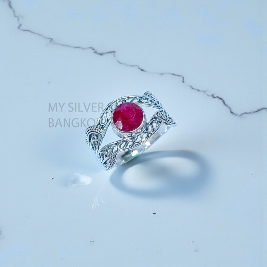 Wholesale 925 Sterling Silver Ruby Filigree Ring | MYS SR278 | 3.2g Wholesale 925 Sterling Silver Ruby Filigree Ring | MYS SR278 | 3.2g