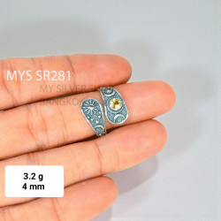 Wholesale 925 Sterling Silver Citrine Celestial Sun Moon Wrap Ring | MYS SR281 | 3.2g
