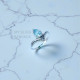 Wholesale 925 Sterling Silver Blue Topaz Pear Chevron Tiara Ring | MYS SR284 | 1.8g
