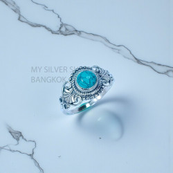 Wholesale 925 Sterling Silver Turquoise Vintage Scroll Ring | MYS SR285 | 2.5g Wholesale 925 Sterling Silver Turquoise Vintage Scroll Ring | MYS SR285 | 2.5g