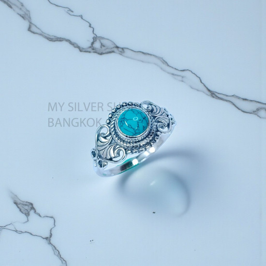 Wholesale 925 Sterling Silver Turquoise Vintage Scroll Ring | MYS SR285 | 2.5g Wholesale 925 Sterling Silver Turquoise Vintage Scroll Ring | MYS SR285 | 2.5g