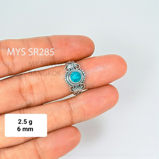 Wholesale 925 Sterling Silver Turquoise Vintage Scroll Ring | MYS SR285 | 2.5g Wholesale 925 Sterling Silver Turquoise Vintage Scroll Ring | MYS SR285 | 2.5g