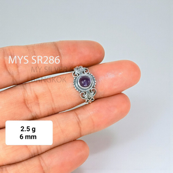 Wholesale 925 Sterling Silver Amethyst Vintage Scroll Ring | MYS SR286 | 2.5g Wholesale 925 Sterling Silver Amethyst Vintage Scroll Ring | MYS SR286 | 2.5g