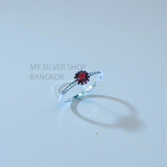 Wholesale 925 Sterling Silver Garnet Dainty Crown Stacking Ring | MYS SR289 | 1.6g Wholesale 925 Sterling Silver Garnet Dainty Crown Stacking Ring | MYS SR289 | 1.6g