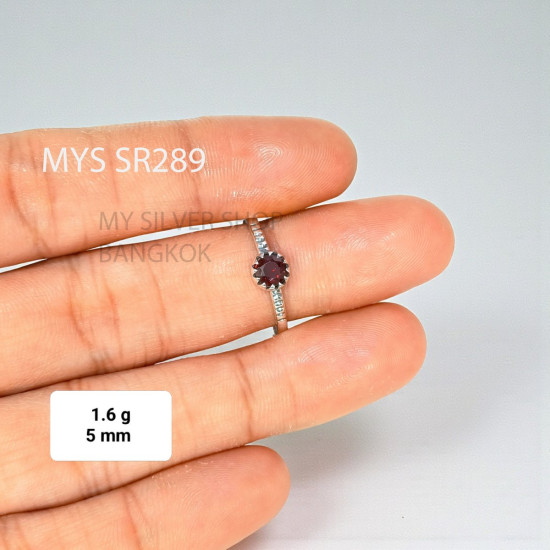 Wholesale 925 Sterling Silver Garnet Dainty Crown Stacking Ring | MYS SR289 | 1.6g Wholesale 925 Sterling Silver Garnet Dainty Crown Stacking Ring | MYS SR289 | 1.6g