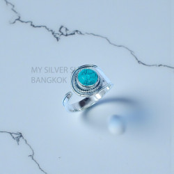 Wholesale 925 Sterling Silver Turquoise Round Shield Ring | MYS SR291 | 3g Wholesale 925 Sterling Silver Turquoise Round Shield Ring | MYS SR291 | 3g