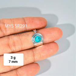 Wholesale 925 Sterling Silver Turquoise Round Shield Ring | MYS SR291 | 3g