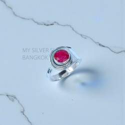 Wholesale 925 Sterling Silver Ruby Round Shield Ring | MYS SR292 | 3g Wholesale 925 Sterling Silver Ruby Round Shield Ring | MYS SR292 | 3g