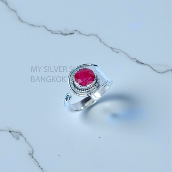 Wholesale 925 Sterling Silver Ruby Round Shield Ring | MYS SR292 | 3g Wholesale 925 Sterling Silver Ruby Round Shield Ring | MYS SR292 | 3g