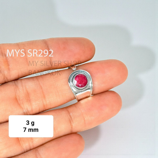 Wholesale 925 Sterling Silver Ruby Round Shield Ring | MYS SR292 | 3g Wholesale 925 Sterling Silver Ruby Round Shield Ring | MYS SR292 | 3g
