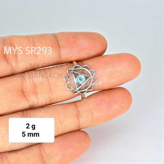 Wholesale 925 Sterling Silver Blue Topaz Vishuddha Throat Chakra Ring | MYS SR293 | 2g Wholesale 925 Sterling Silver Blue Topaz Vishuddha Throat Chakra Ring | MYS SR293 | 2g