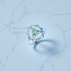 Wholesale 925 Sterling Silver Peridot Vishuddha Throat Chakra Ring | MYS SR294 | 2g Wholesale 925 Sterling Silver Peridot Vishuddha Throat Chakra Ring | MYS SR294 | 2g