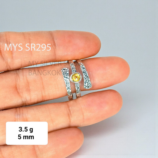 Wholesale 925 Sterling Silver Citrine Hammered Multi-Layer Wrap Ring | MYS SR295 | 3.5g Wholesale 925 Sterling Silver Citrine Hammered Multi-Layer Wrap Ring | MYS SR295 | 3.5g