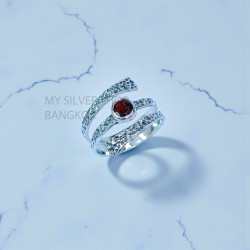 Wholesale 925 Sterling Silver Garnet Hammered Multi-Layer Wrap Ring | MYS SR296 | 3.5g Wholesale 925 Sterling Silver Garnet Hammered Multi-Layer Wrap Ring | MYS SR296 | 3.5g