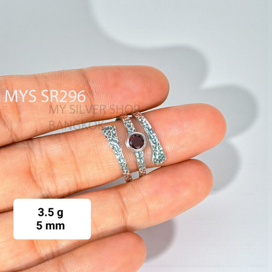 Wholesale 925 Sterling Silver Garnet Hammered Multi-Layer Wrap Ring | MYS SR296 | 3.5g Wholesale 925 Sterling Silver Garnet Hammered Multi-Layer Wrap Ring | MYS SR296 | 3.5g
