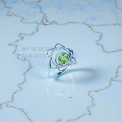 Wholesale 925 Sterling Silver Peridot Anahata Heart Chakra Ring | MYS SR297 | 1.9g Wholesale 925 Sterling Silver Peridot Anahata Heart Chakra Ring | MYS SR297 | 1.9g