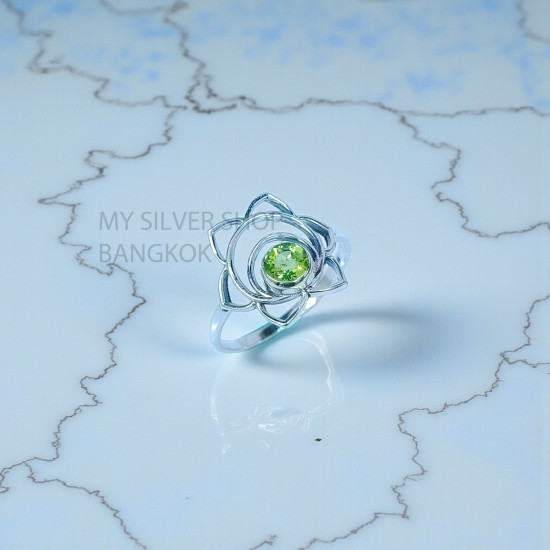 Wholesale 925 Sterling Silver Peridot Anahata Heart Chakra Ring | MYS SR297 | 1.9g Wholesale 925 Sterling Silver Peridot Anahata Heart Chakra Ring | MYS SR297 | 1.9g