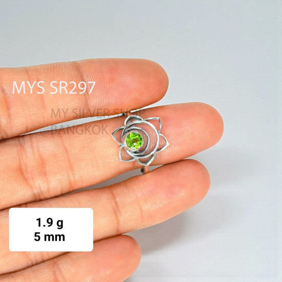 Wholesale 925 Sterling Silver Peridot Anahata Heart Chakra Ring | MYS SR297 | 1.9g Wholesale 925 Sterling Silver Peridot Anahata Heart Chakra Ring | MYS SR297 | 1.9g