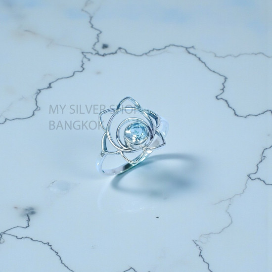 Wholesale 925 Sterling Silver Blue Topaz Anahata Heart Chakra Ring | MYS SR298 | 1.9g Wholesale 925 Sterling Silver Blue Topaz Anahata Heart Chakra Ring | MYS SR298 | 1.9g