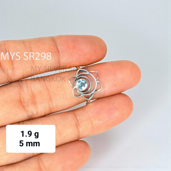 Wholesale 925 Sterling Silver Blue Topaz Anahata Heart Chakra Ring | MYS SR298 | 1.9g Wholesale 925 Sterling Silver Blue Topaz Anahata Heart Chakra Ring | MYS SR298 | 1.9g