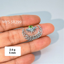 Wholesale 925 Sterling Silver Peridot Filigree Crescent Moon & Sun Statement Ring | MYS SR299 | 2.6g
