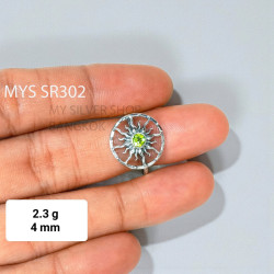 Wholesale 925 Sterling Silver Peridot Openwork Sunburst Sunwheel Ring | MYS SR302 | 2.3g
