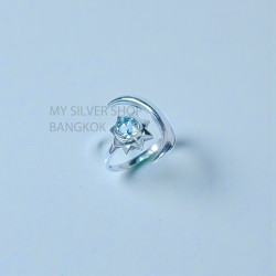 Wholesale 925 Sterling Silver Blue Topaz Celestial Crescent Moon & Star Ring | MYS SR303 | 2.3g Wholesale 925 Sterling Silver Blue Topaz Celestial Crescent Moon & Star Ring | MYS SR303 | 2.3g