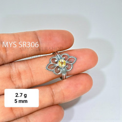 Wholesale 925 Sterling Silver Citrine Vintage Ornate Filigree Flower Ring | MYS SR306 | 2.7g