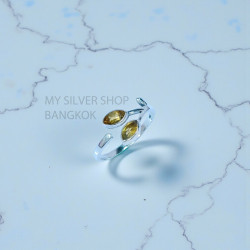 Wholesale 925 Sterling Silver Citrine Marquise Olive Branch Bypass Ring MYS SR307 | 1.8 g Wholesale 925 Sterling Silver Citrine Marquise Olive Branch Bypass Ring MYS SR307 | 1.8 g