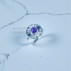 Wholesale 925 Sterling Silver Amethyst Moon Phase Mandala Ring (MYS SR310) Wholesale 925 Sterling Silver Amethyst Moon Phase Mandala Ring (MYS SR310)