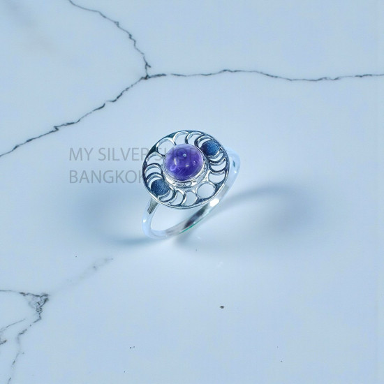 Wholesale 925 Sterling Silver Amethyst Moon Phase Mandala Ring (MYS SR310) Wholesale 925 Sterling Silver Amethyst Moon Phase Mandala Ring (MYS SR310)