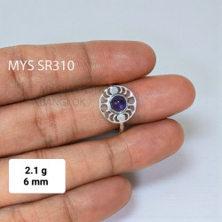 Wholesale 925 Sterling Silver Amethyst Moon Phase Mandala Ring (MYS SR310)