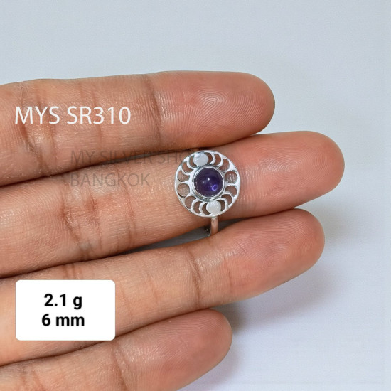 Wholesale 925 Sterling Silver Amethyst Moon Phase Mandala Ring (MYS SR310) Wholesale 925 Sterling Silver Amethyst Moon Phase Mandala Ring (MYS SR310)
