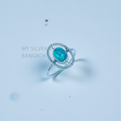 Wholesale 925 Sterling Silver Turquoise Geometric Oval Halo Ring | MYS SR313 Wholesale 925 Sterling Silver Turquoise Geometric Oval Halo Ring | MYS SR313
